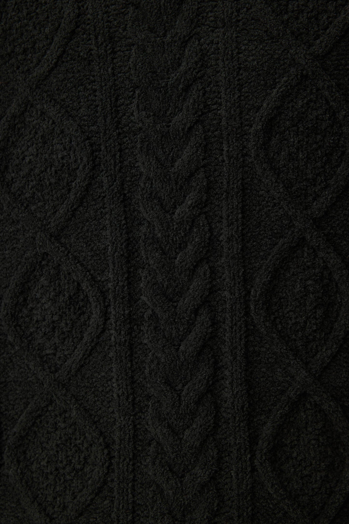 Chenille Cable Knit Black Slippers
