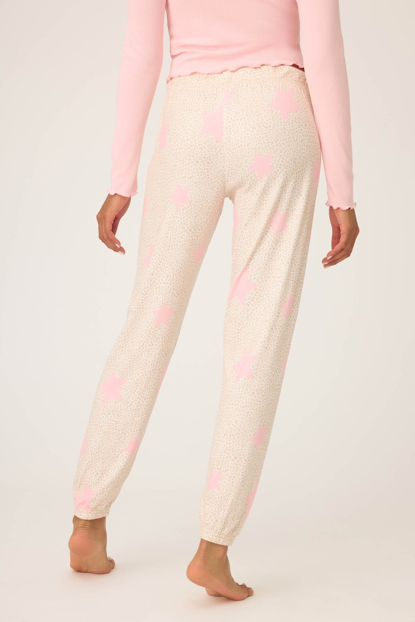 Stay Wild Leopard & Star Print Pointelle Banded Pants