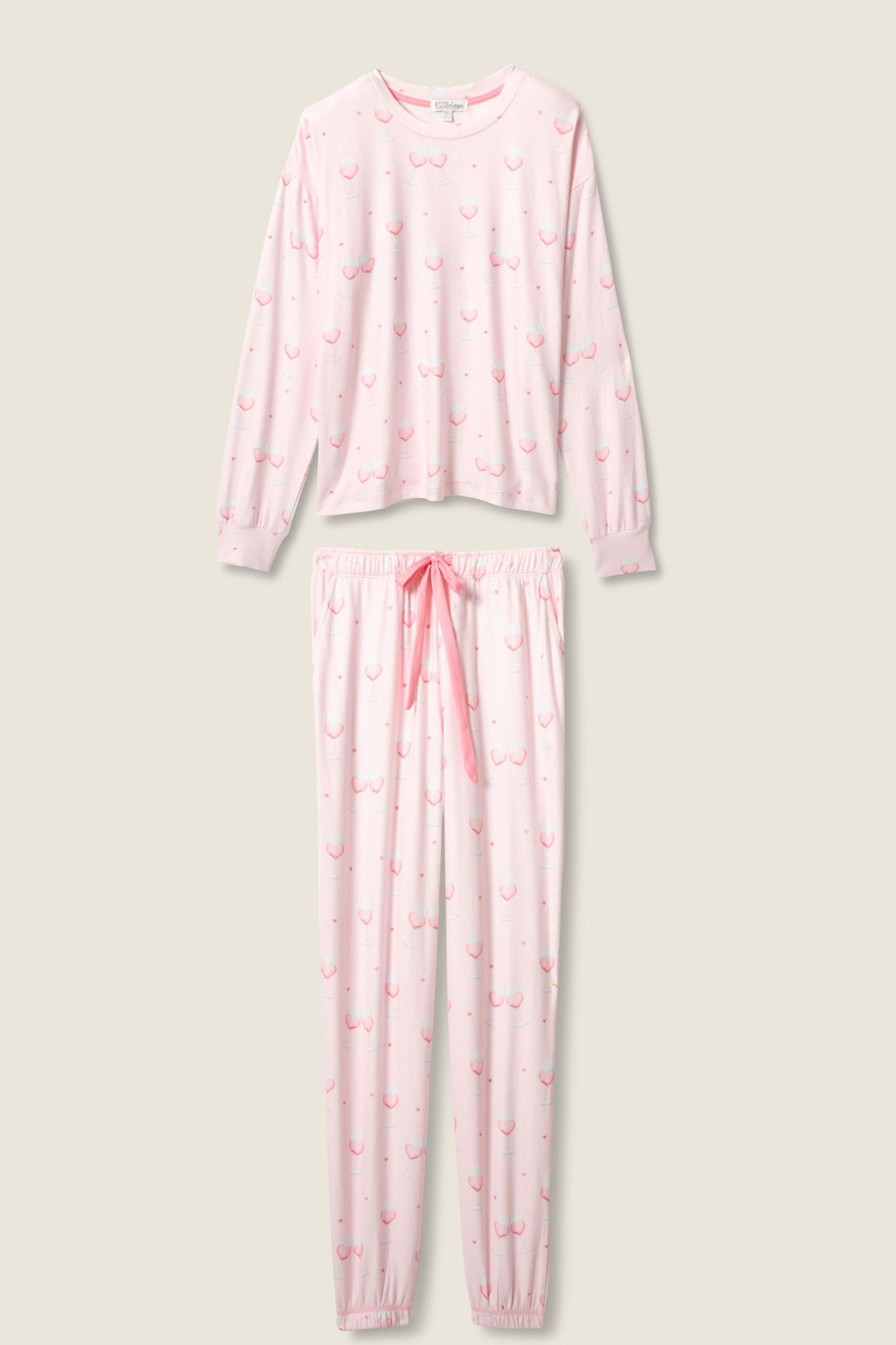 Happy Hour Wine Glass Print PJ Set