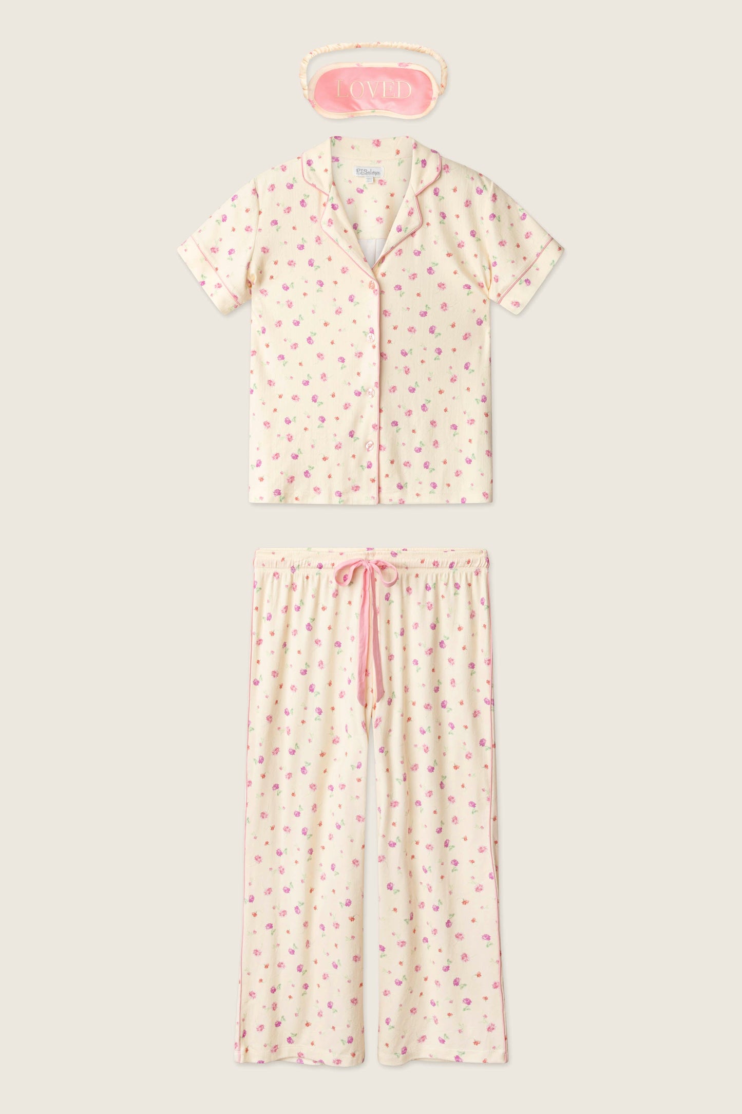 For the Mamas Butter Blooms Cropped 3-Piece PJ Set