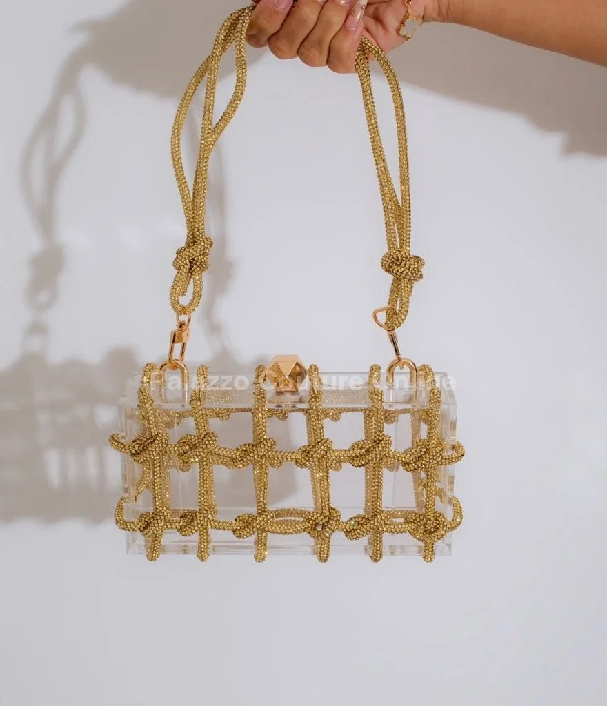 Glam Date Rhinestone Handbag (Gold)