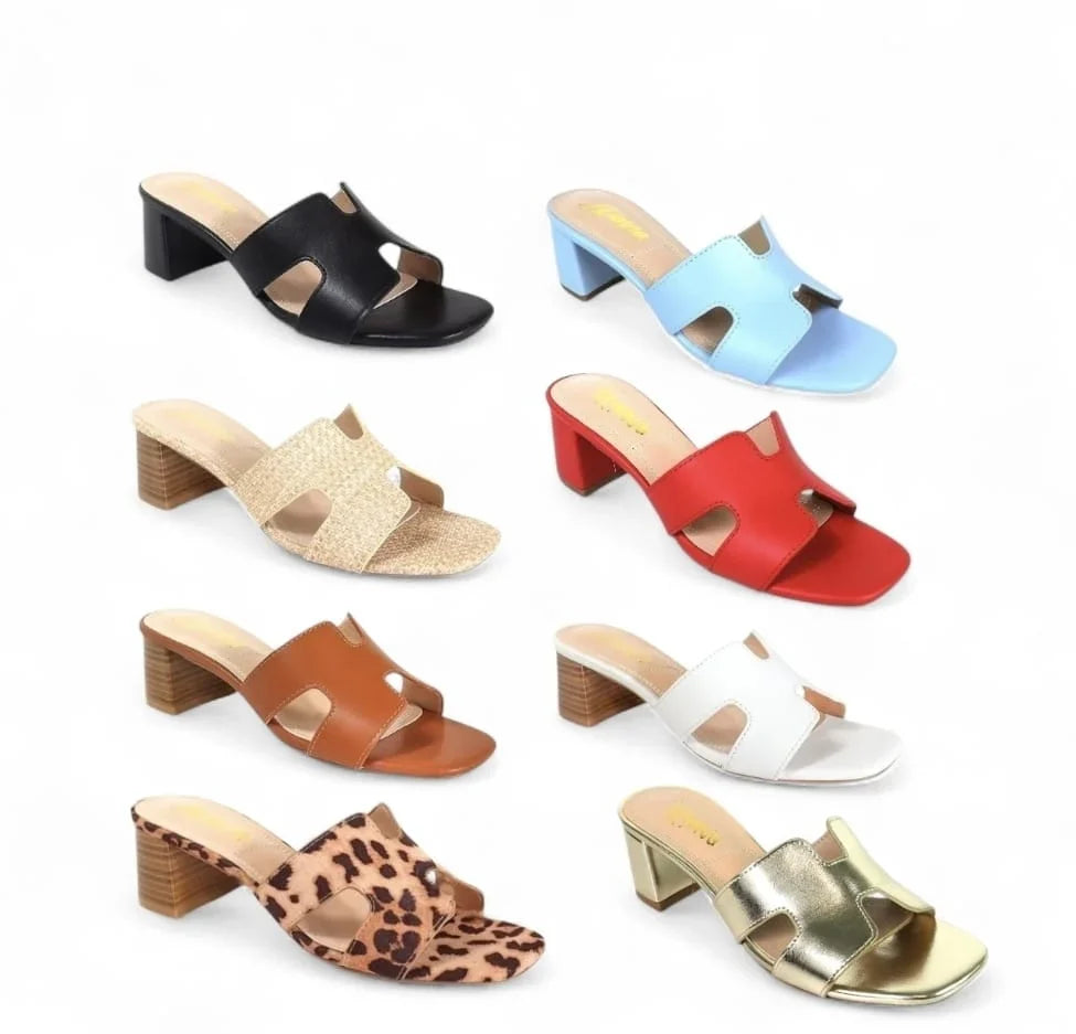 Leopard Block Heel Mule Sandals – Elena Luxe