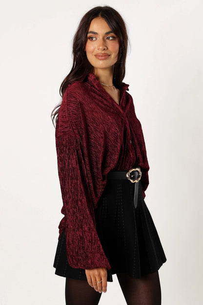 Cadence Long Sleeve Top - Burgundy