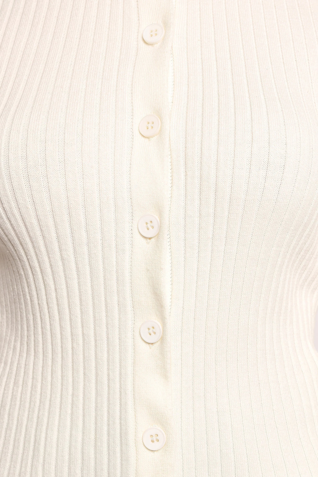 Searie Ribbed Cardigan Top - Cream