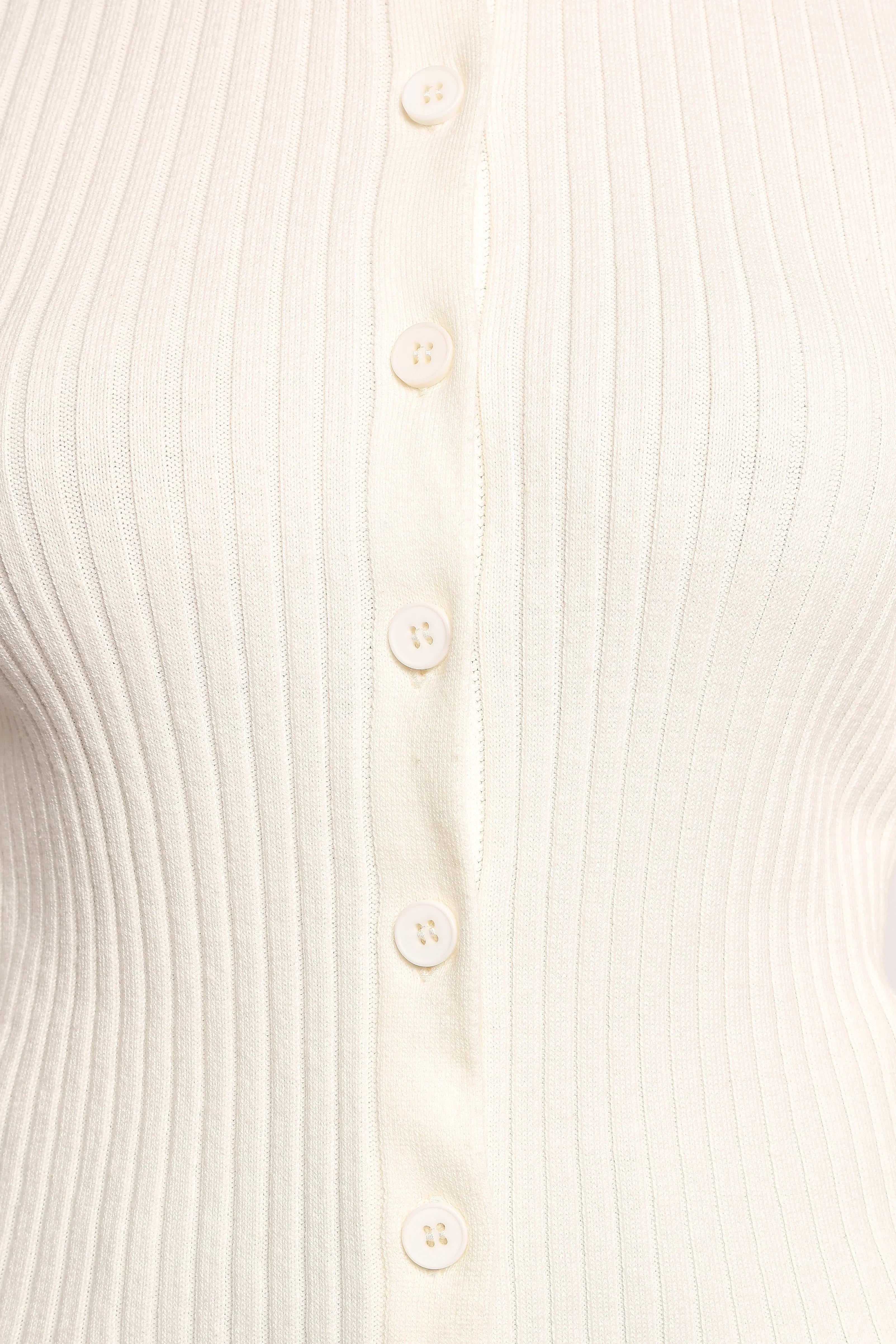 Searie Ribbed Cardigan Top - Cream