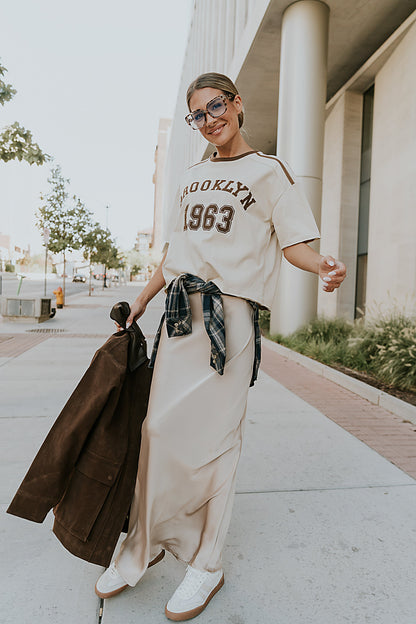 Brooklyn Oversized Graphic Tee in Brown - FINAL SALE