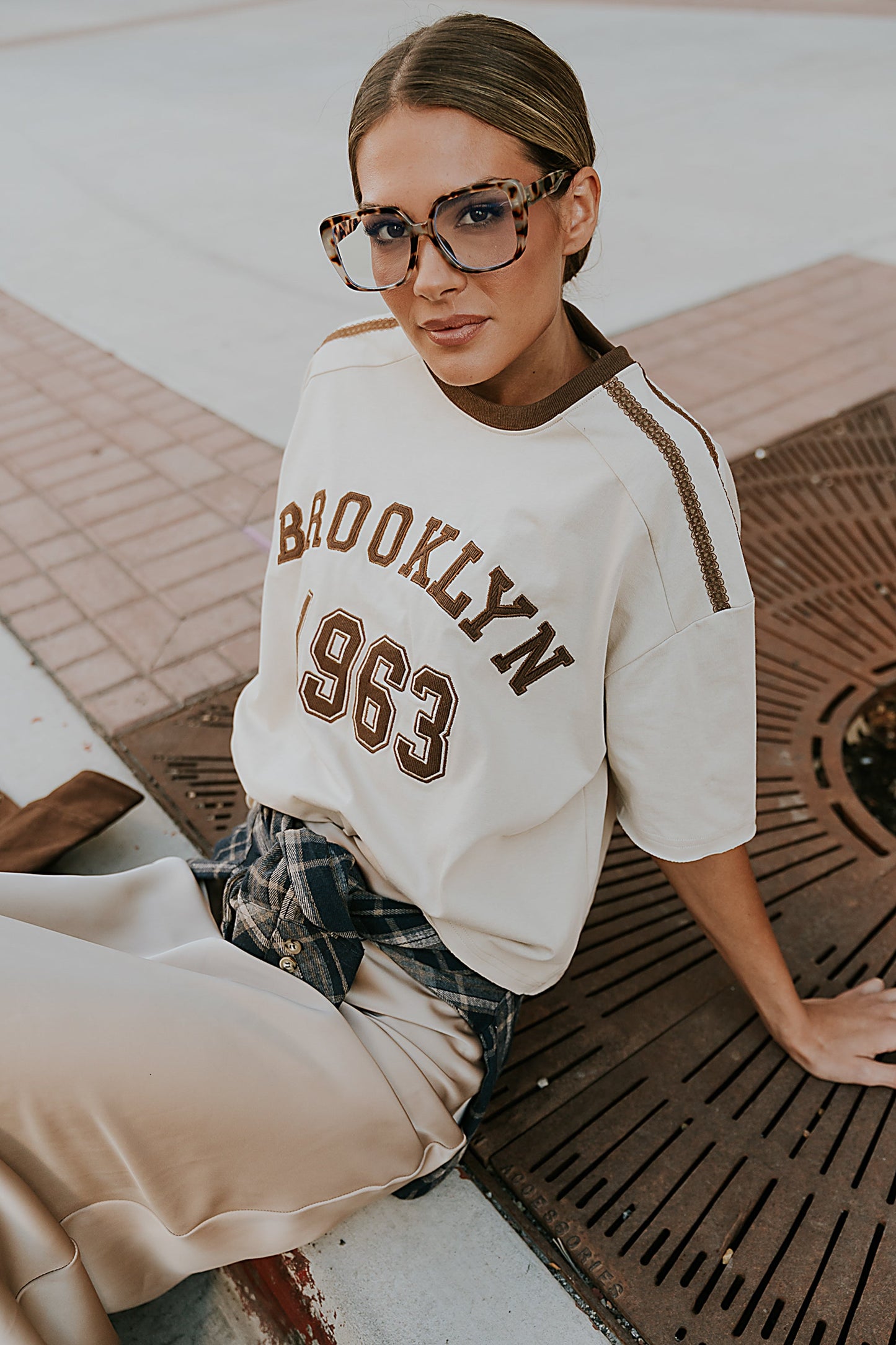 Brooklyn Oversized Graphic Tee in Brown - FINAL SALE