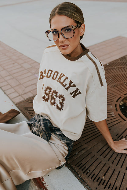 Brooklyn Oversized Graphic Tee in Brown - FINAL SALE