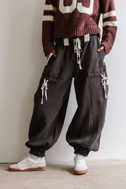 Cozette Striped Baggy Pants in Navy - FINAL SALE