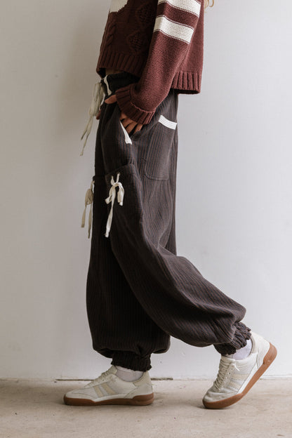 Cozette Striped Baggy Pants in Navy - FINAL SALE