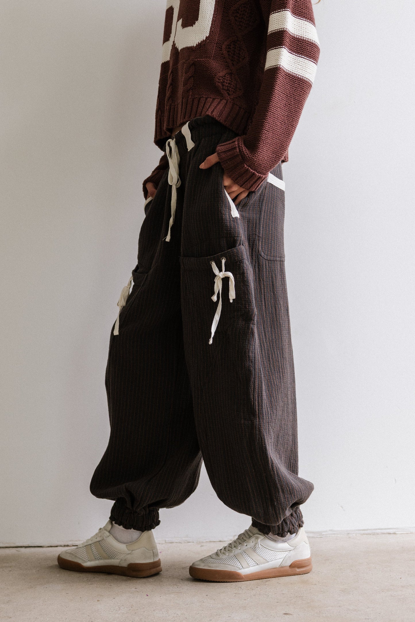 Cozette Striped Baggy Pants in Navy - FINAL SALE
