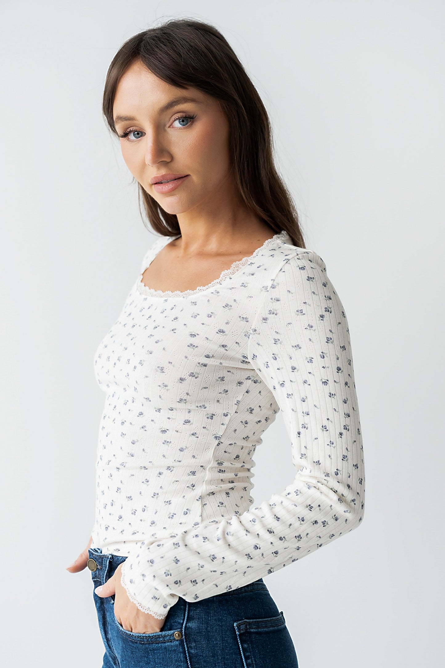 Archie Floral Top in Navy - FINAL SALE
