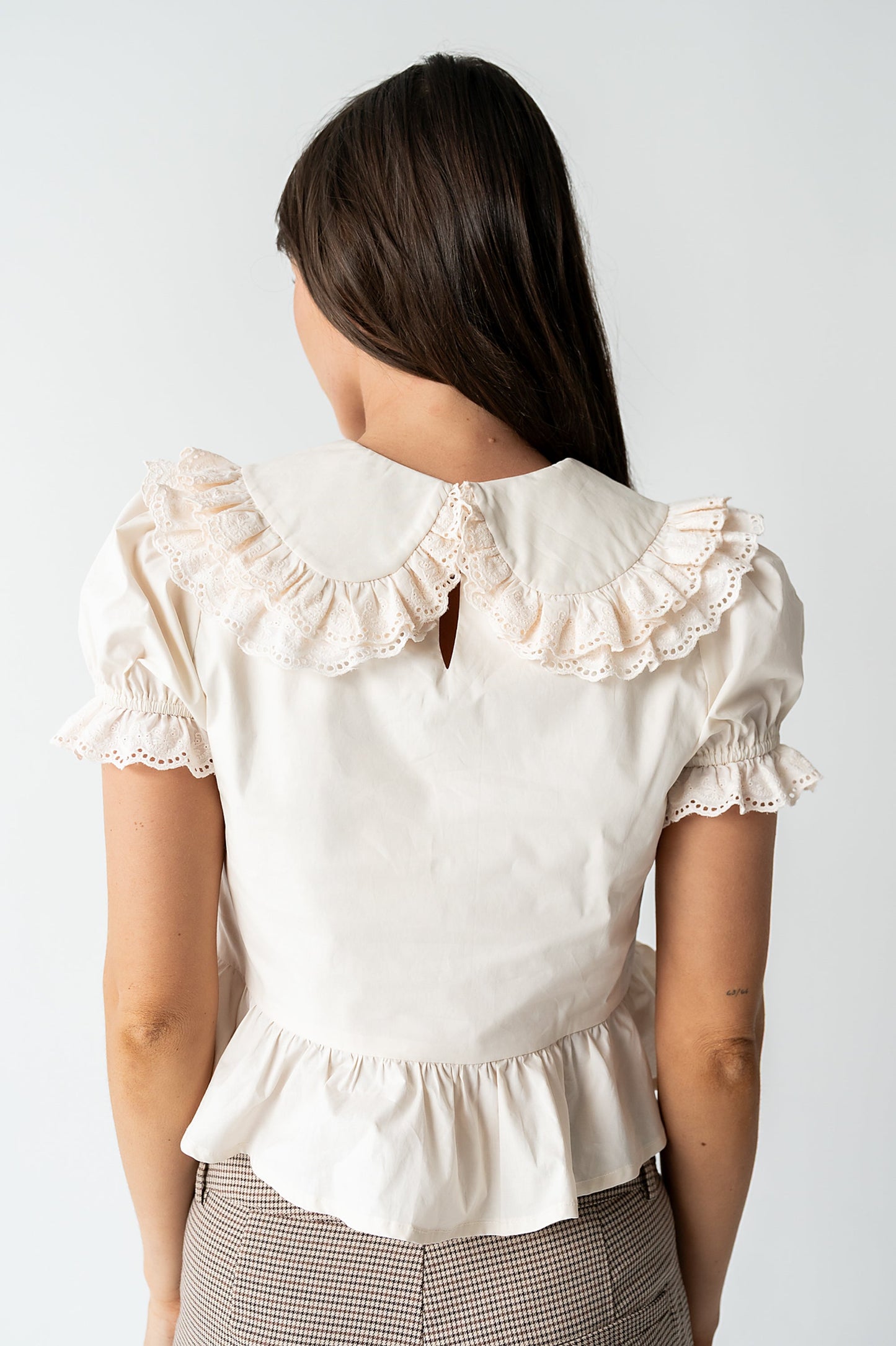 Chrissy Lace Trim Blouse in Cream - FINAL SALE