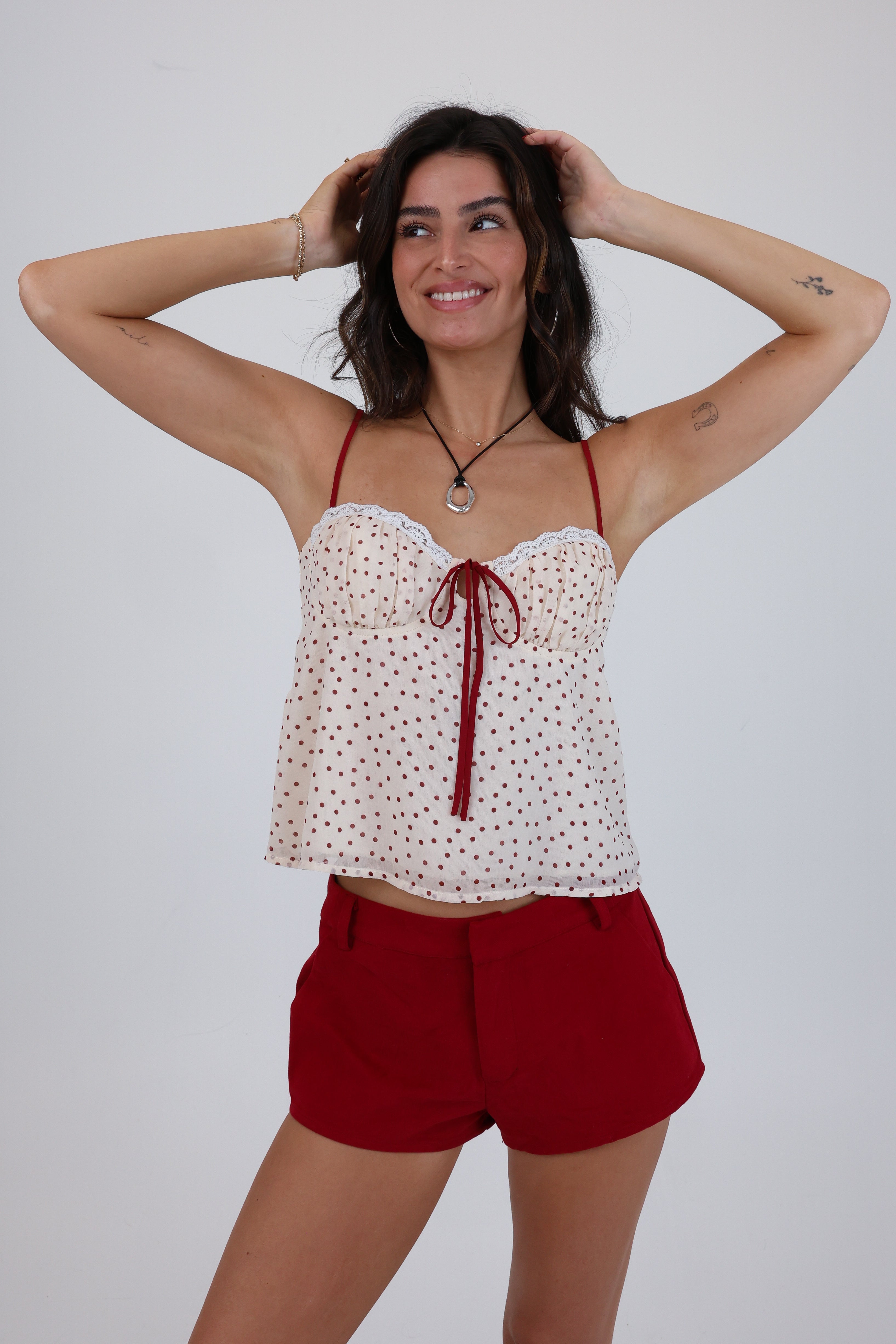 Pretty in Polka Top in Cream
