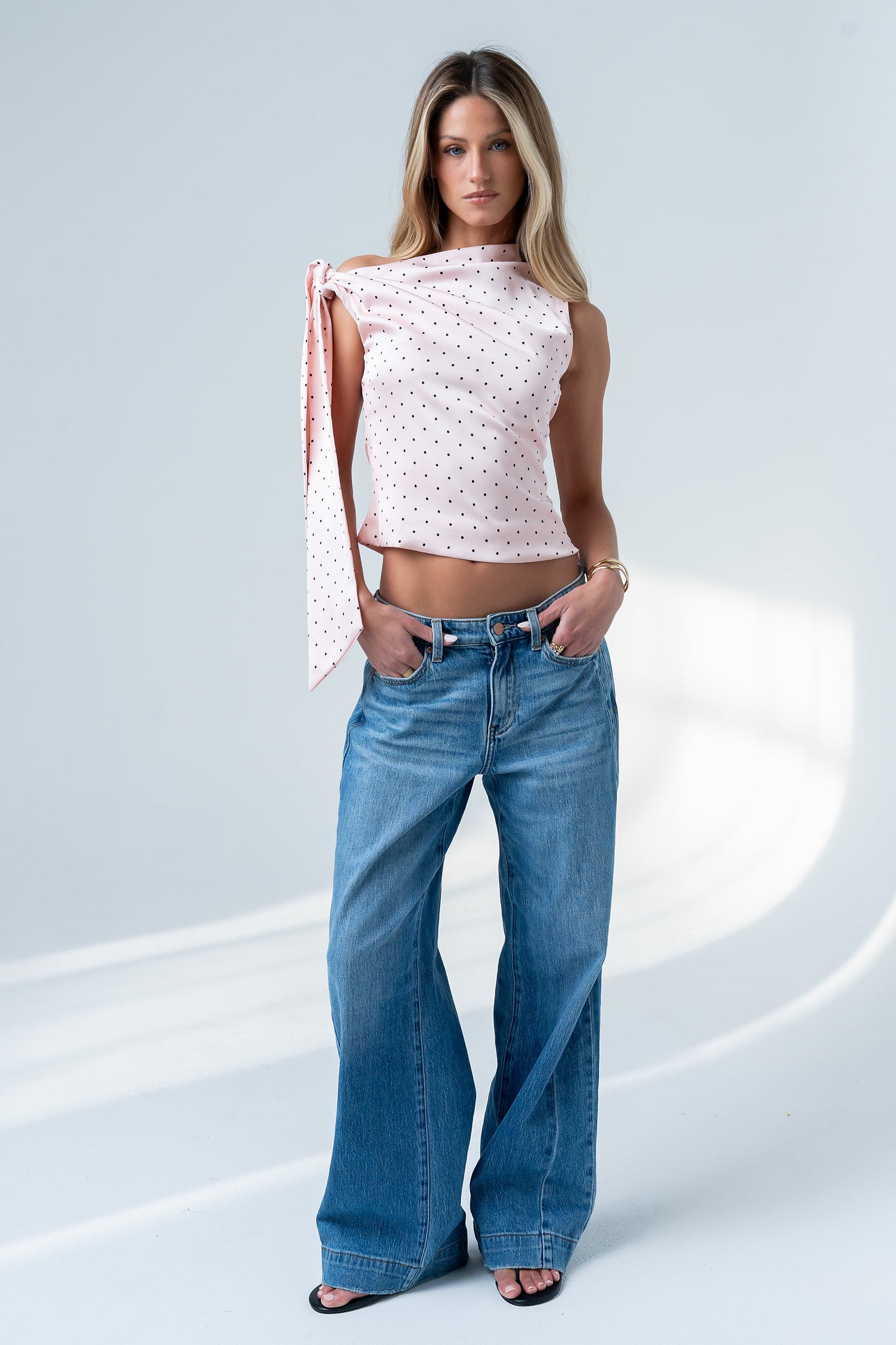 Haven Satin Polka Dot Top in Pink - FINAL SALE