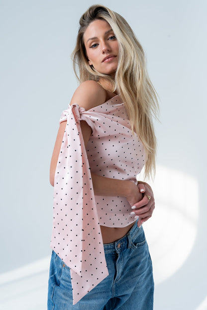 Haven Satin Polka Dot Top in Pink - FINAL SALE