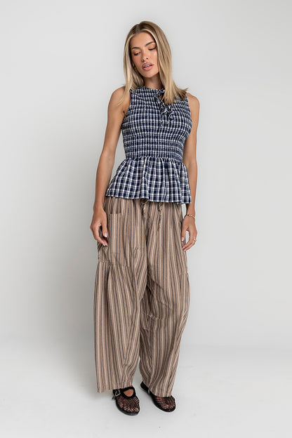 Colleen Striped Baggy Pants in Khaki