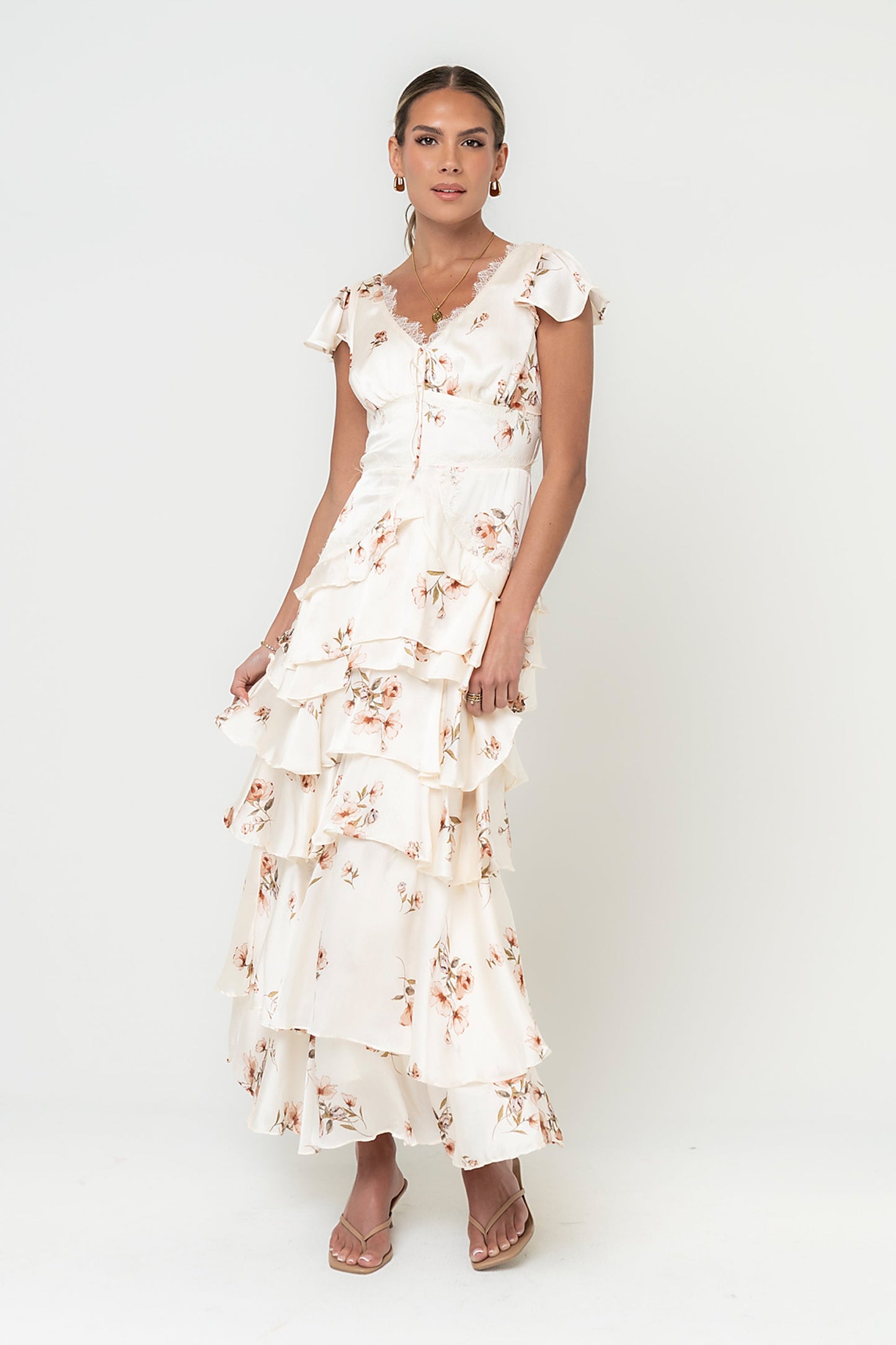 Gigi Ruffle Maxi Dress in Ivory