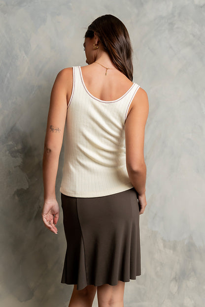 Aubryn Scoop Neck Tank in Cream