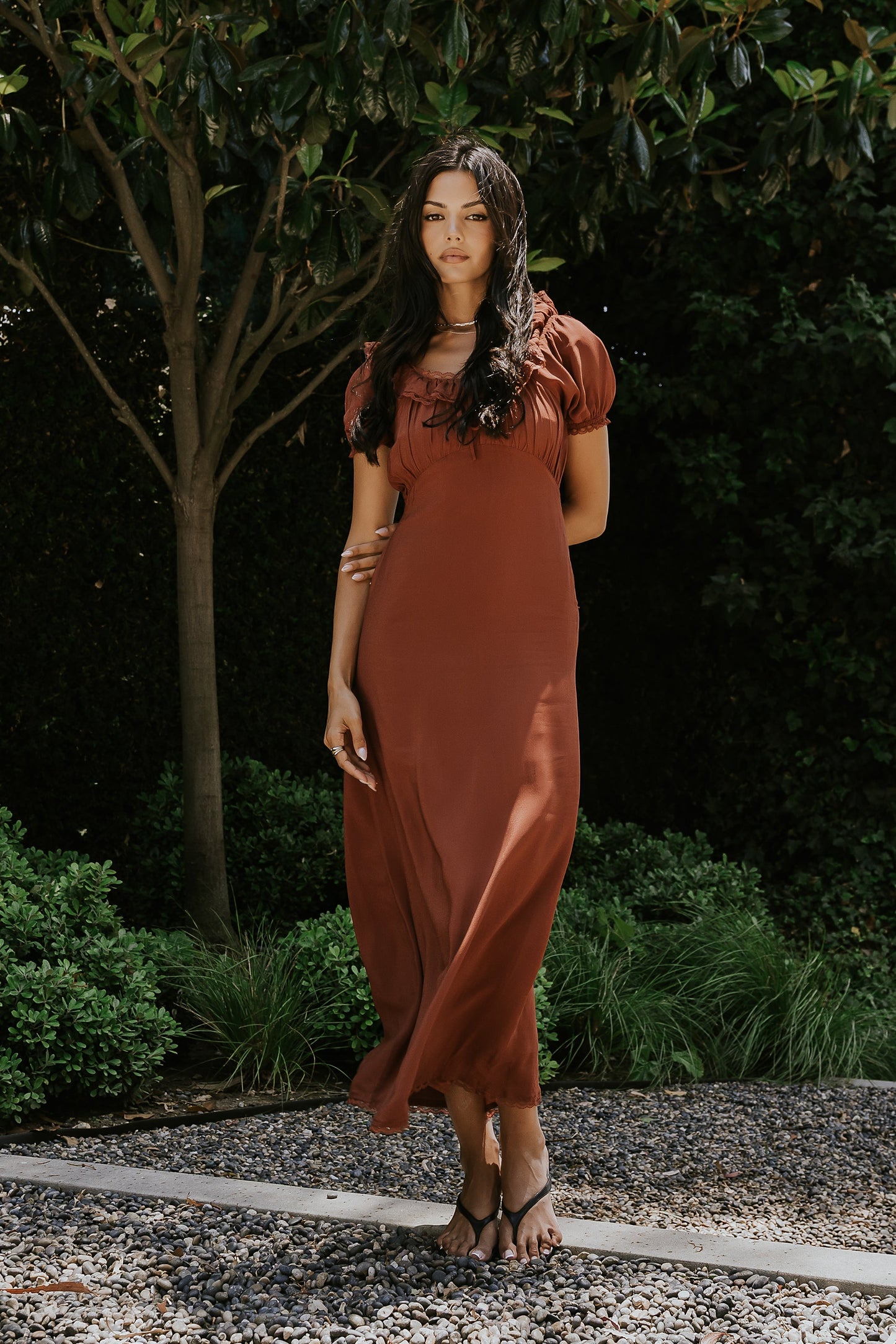 Annelise Maxi Dress in Red-Brown
