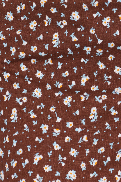 Ashe Cropped Button Up Top - Brown Floral