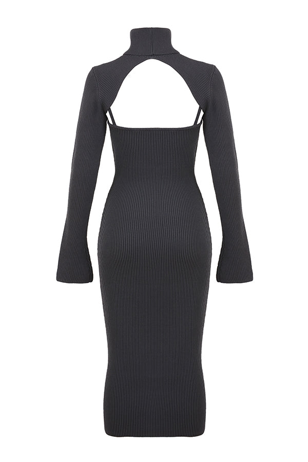 charcoal knit midi dress - sale