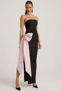 Strapless Bow-Detail Maxi Dress in Black