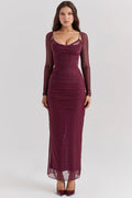 wine maxi dress