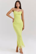 acid lime corset maxi dress