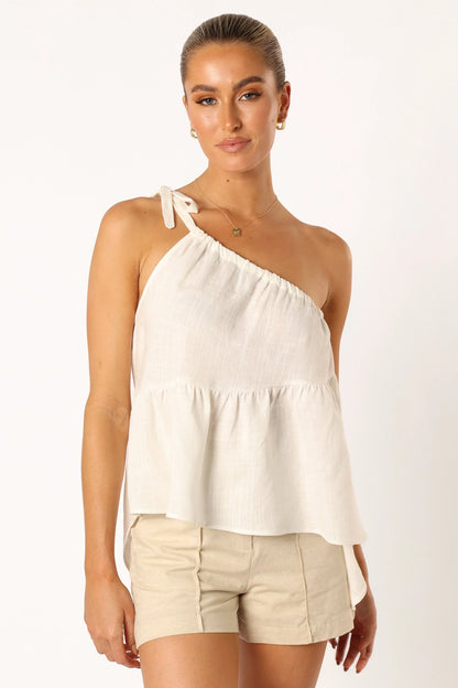 Wanda One Shoulder Top - White