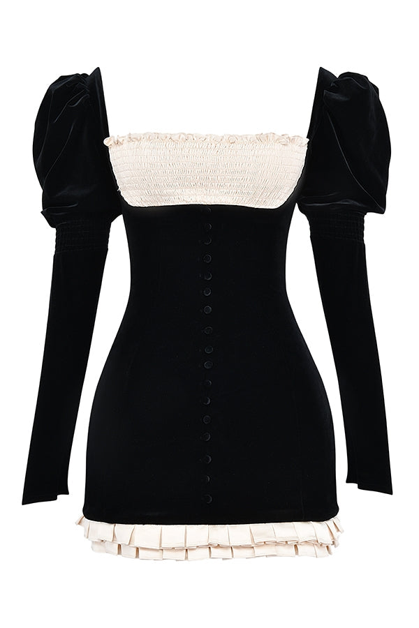 black & vintage cream mini dress