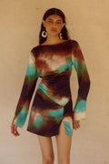 VEGA SLEEVED MINI DRESS - VEGA CHOCOLATE