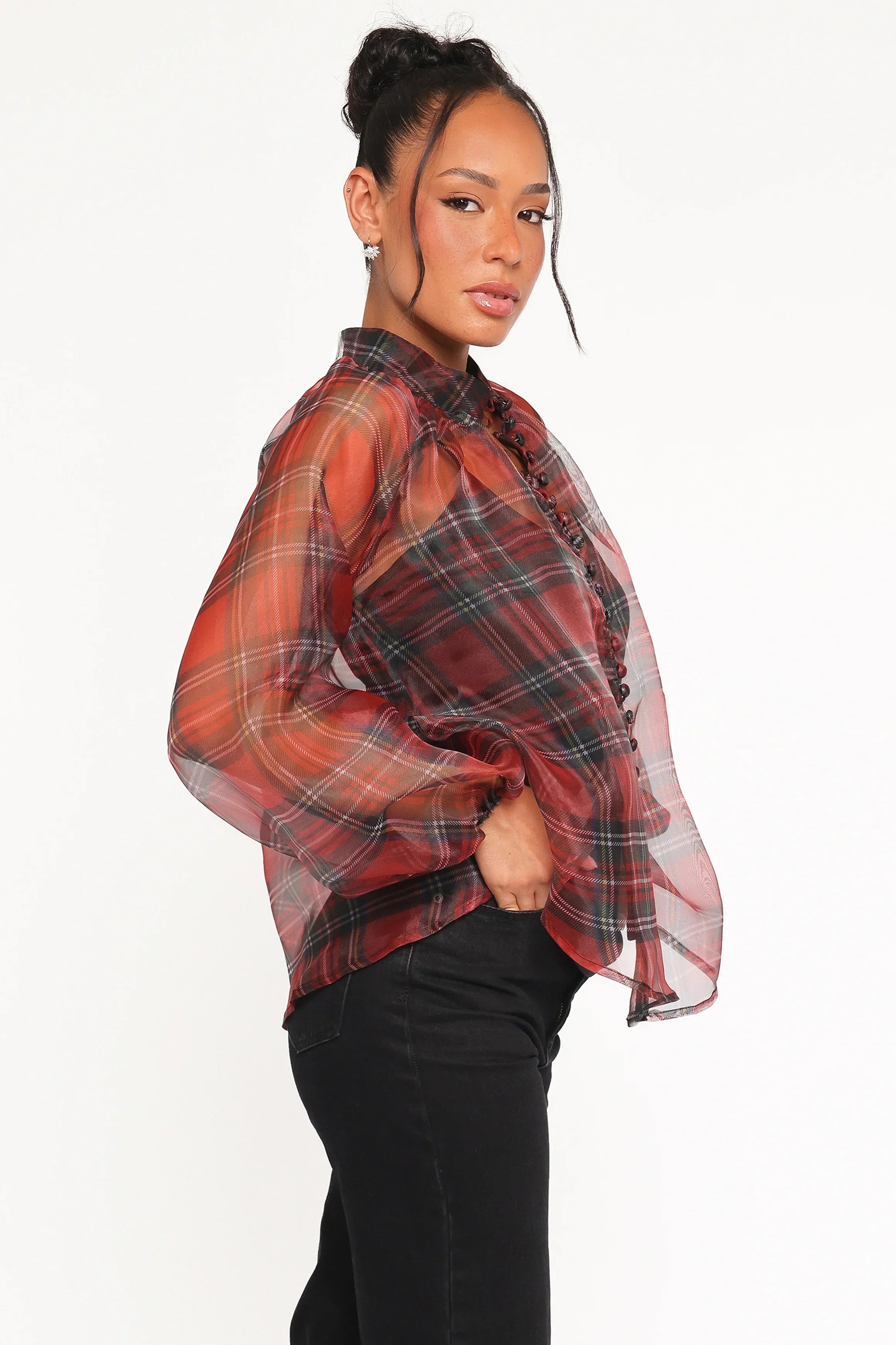 Marni Organza Top - Red Plaid