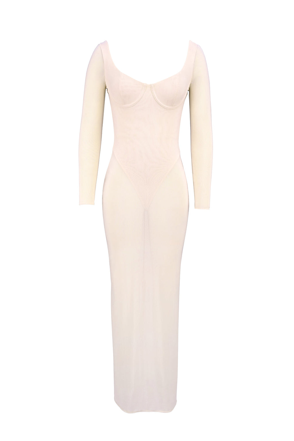 blush mesh maxi dress with bodysuit