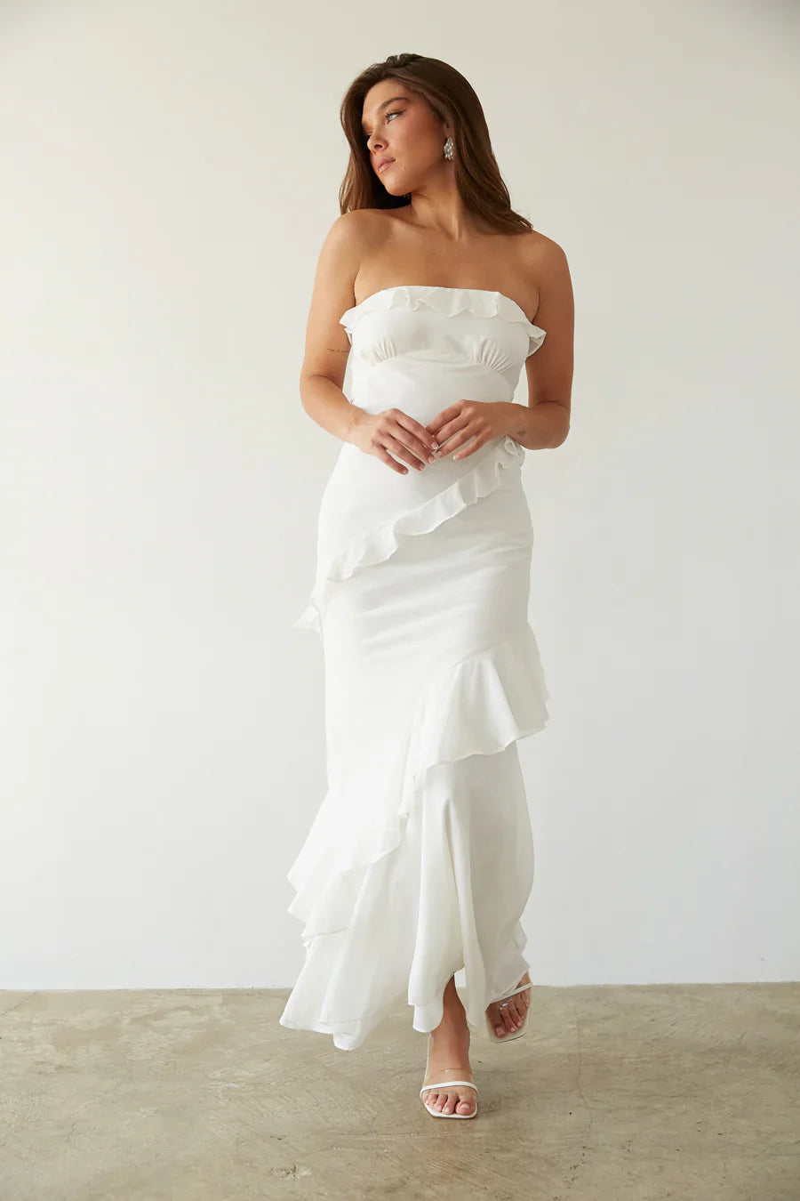 Jana Ruffle Open Back Maxi Dress