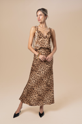 Darcy Leopard Print Midi Dress with Tie Straps