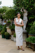 Anna Linen Midi Dress with Back Ties