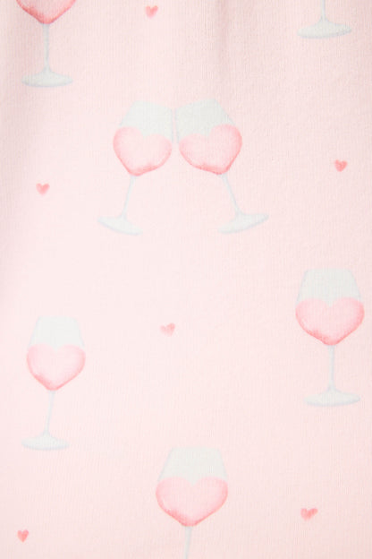 Happy Hour Wine Glass Print Long Sleeve Top