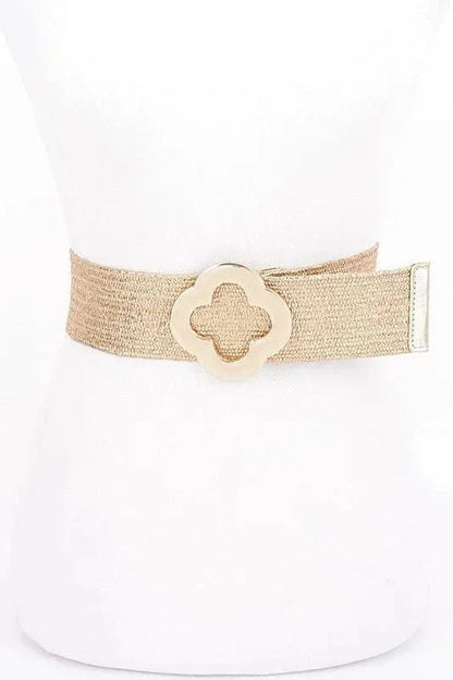 Elegance Bloom Metallic Stretch Belt - Silver