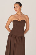 Jocelyn Strapless Chocolate Maxi Dress