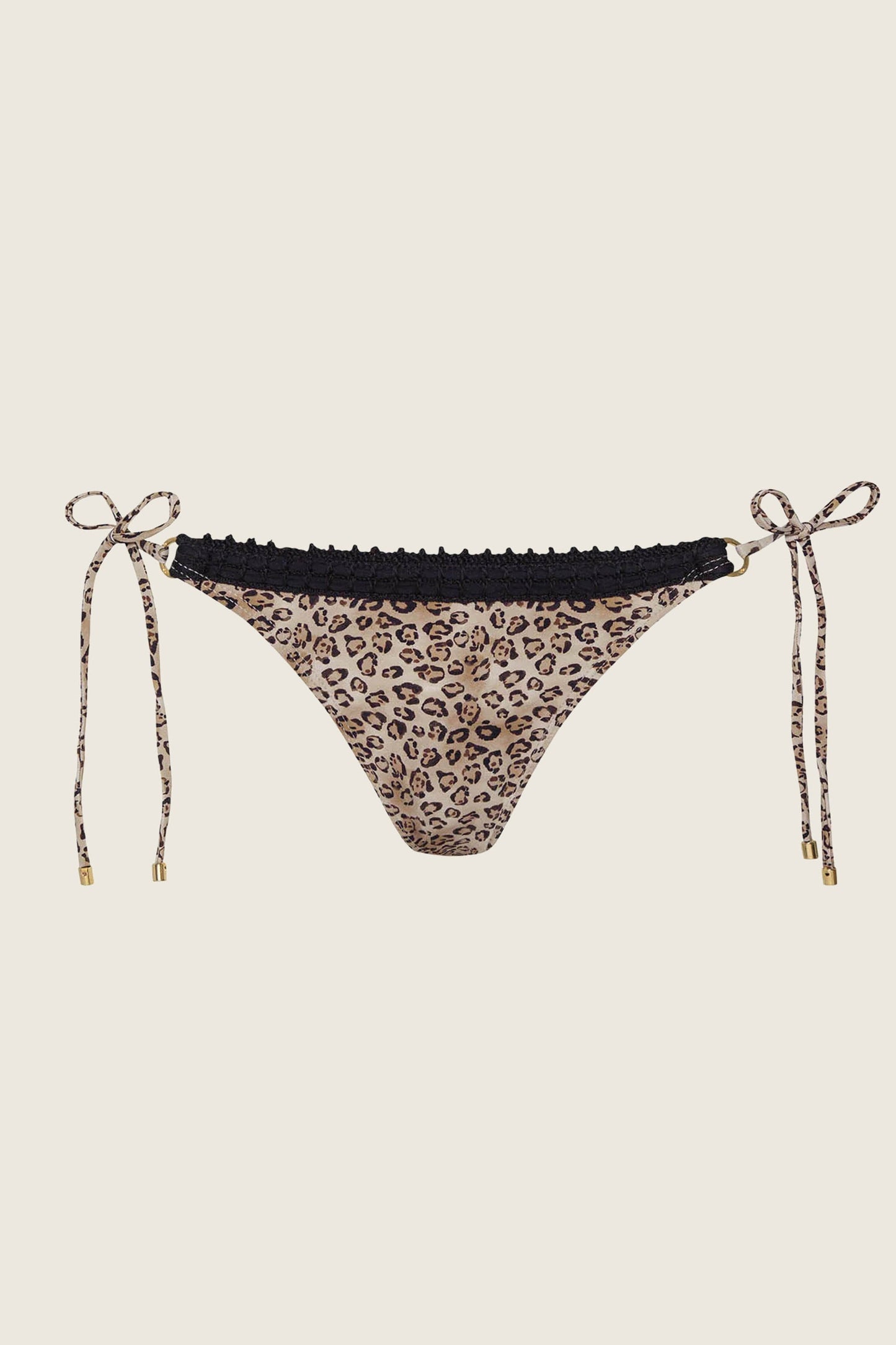 PJS x PQ Swim Leopard Carrie Crochet Trim Tie Side Bottom