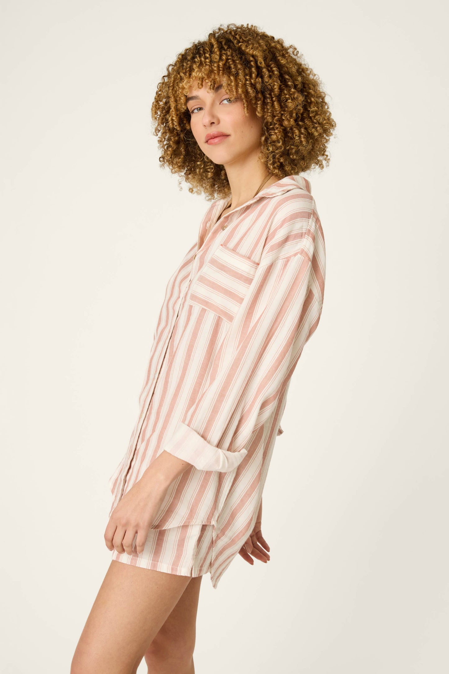 Breeze By The Sea Suntan Stripe Long Sleeve Top