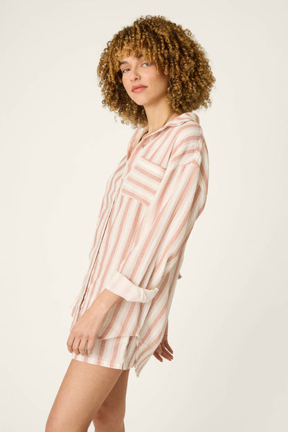 Breeze By The Sea Suntan Stripe Long Sleeve Top