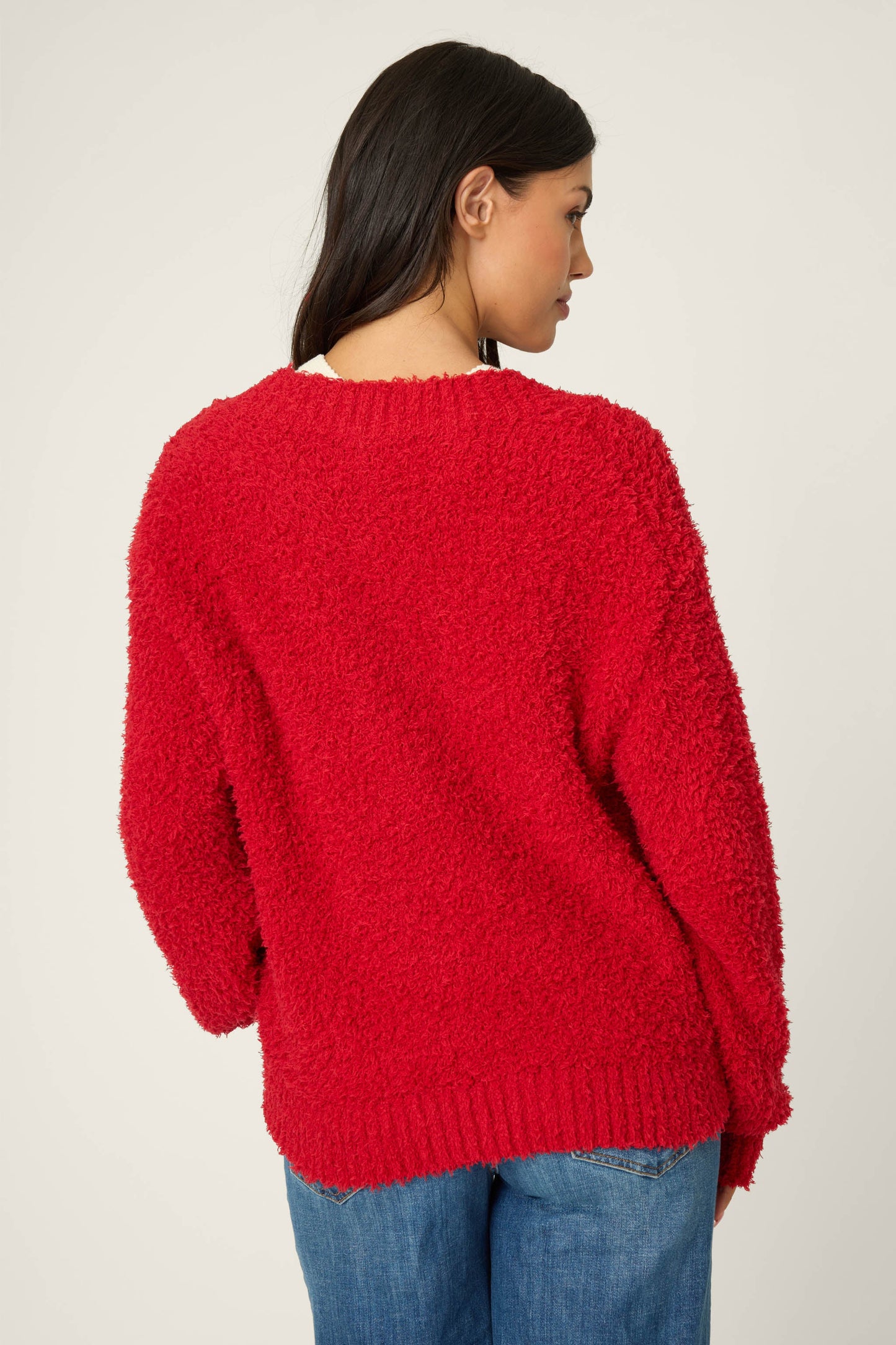 Bundle Up Boucle Red Cardigan