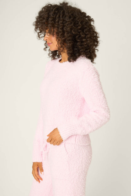Bundle Up Boucle Pink Long Sleeve Top