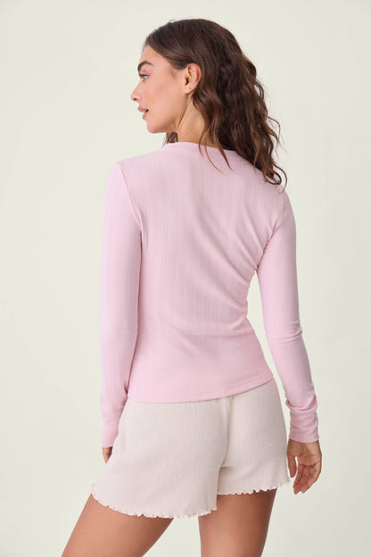 Back To Basics Pointelle Long Sleeve Top