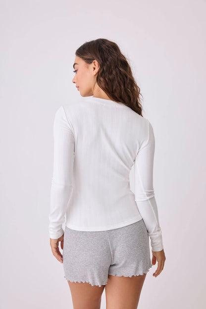 Back To Basics Pointelle Long Sleeve Top