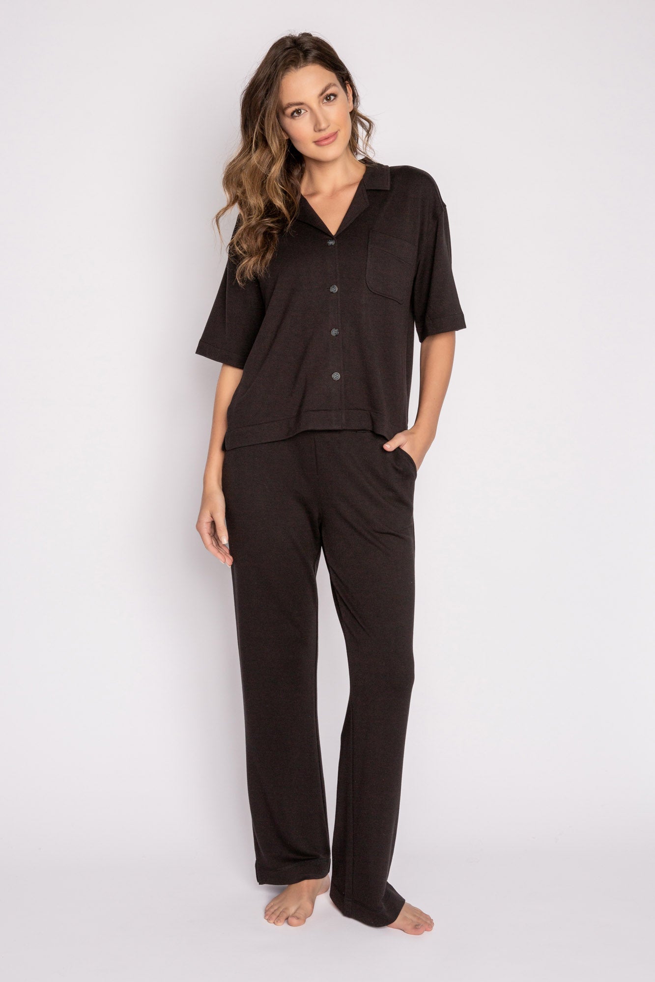 Jammie Essentials Long Black PJ Set