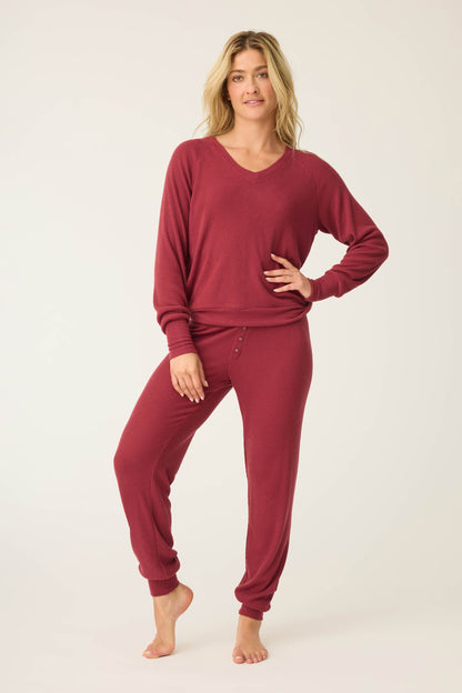 Textured Essentials Port Long Sleeve Top