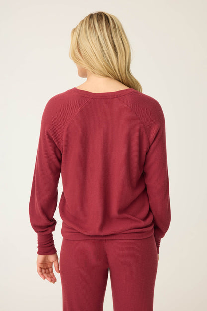 Textured Essentials Port Long Sleeve Top